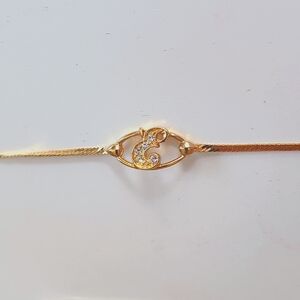 Avon Gold Herringbone Rhinestone E Letter Bracelet